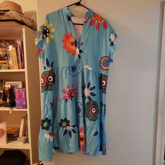 Floral Blue Boho Dress - Picture 3 of 5